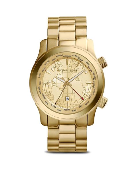 michael kors gold watch world map|Rare Michael Kors Gold World Map Runway Watch MK5960.